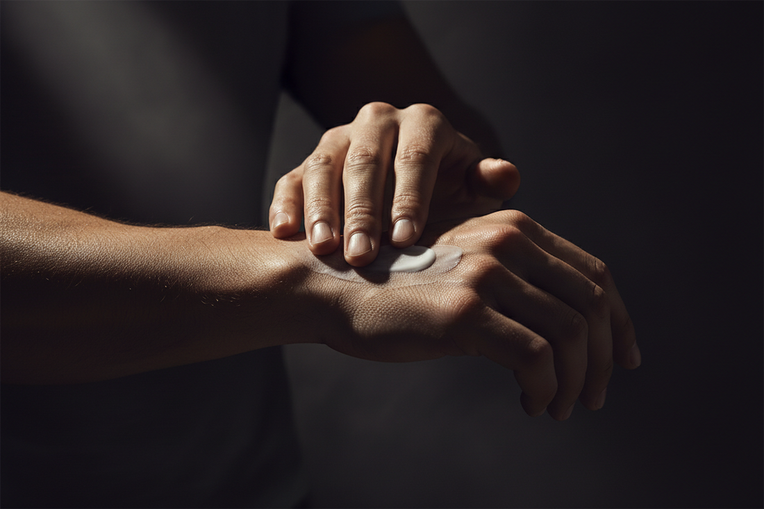 man moisturising skin for fragrance longevity.