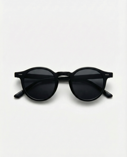Black sunglasses on a white background